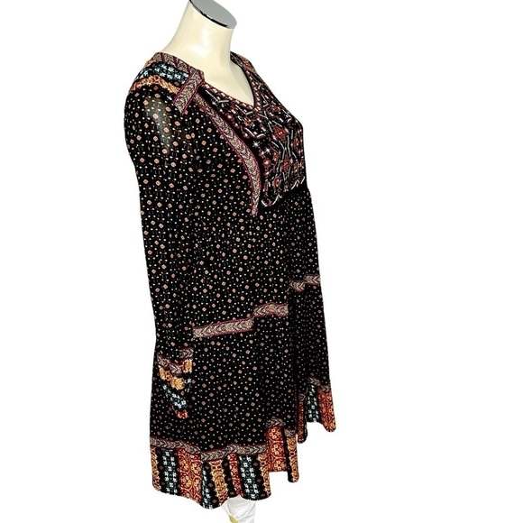 NWOT STYLE & CO. Multicolored Beaded Long Sleeve Peasant Boho Dress Lined XS - Picture 6 of 16